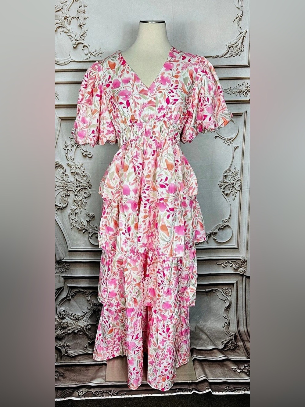 Floral Maxi Dress in Pink & White Size XL - Picture 2 of 15